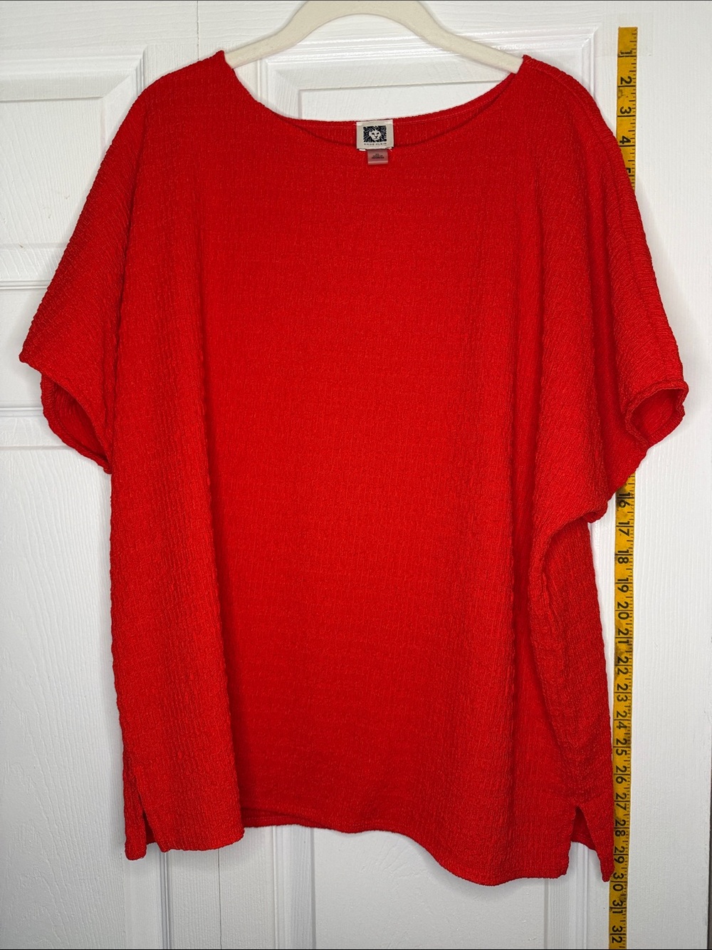 Anne Klein Bold Red Textured Knit Top